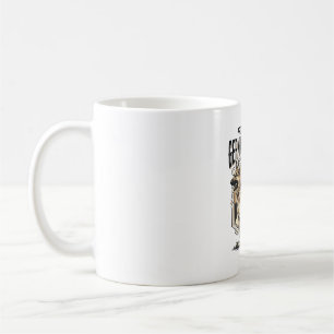 Caneca De Café Cachorro de Pastor Alemão Gráfico Xilogravura Vint