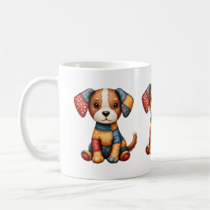Caneca De Café Cachorro de Patchwork Caprichoso Folk Art Cottagec