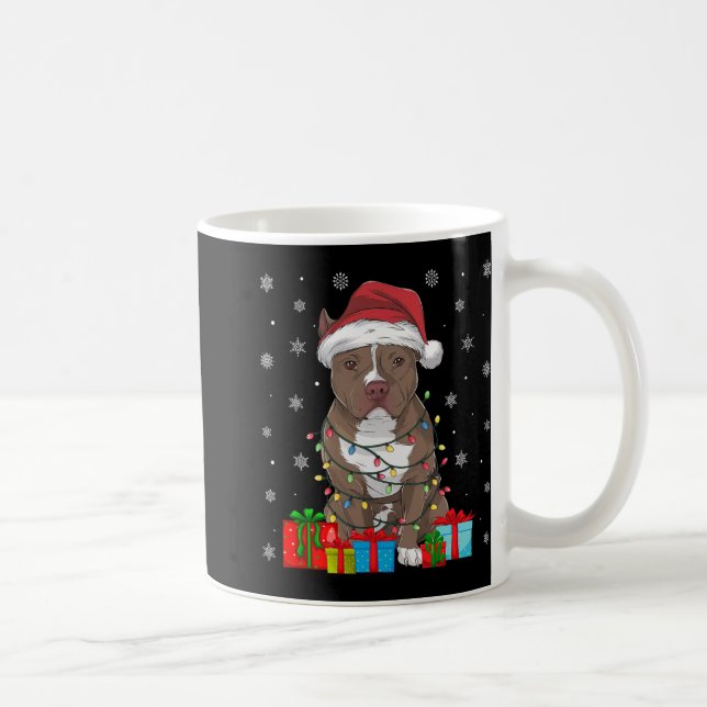 Caneca De Café Cachorro de Pitbull Ugly Xmas Luz Santa Hat Cachor (Direita)