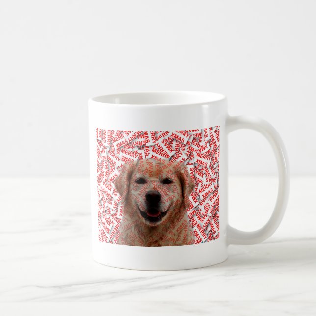Caneca De Café Cachorro de Retriever de Ouro Sorridente do Xmas (Direita)