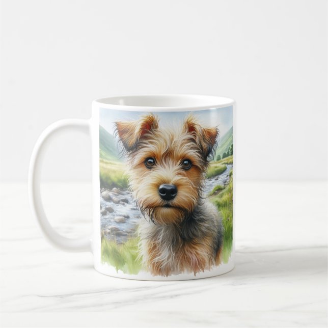 Caneca De Café Cachorro de Terrier Cachorro em Aquarela (Esquerda)