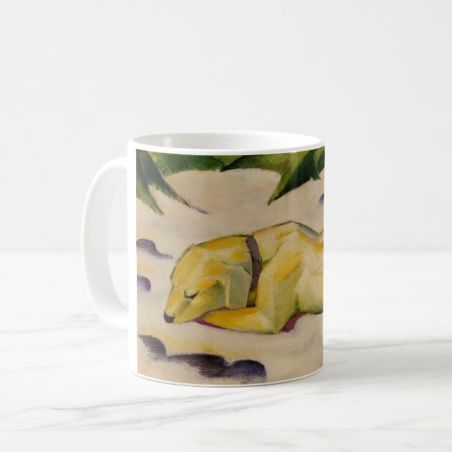 Caneca De Café Cachorro deitado na neve (por Franz Marc) (Frente Esquerda)