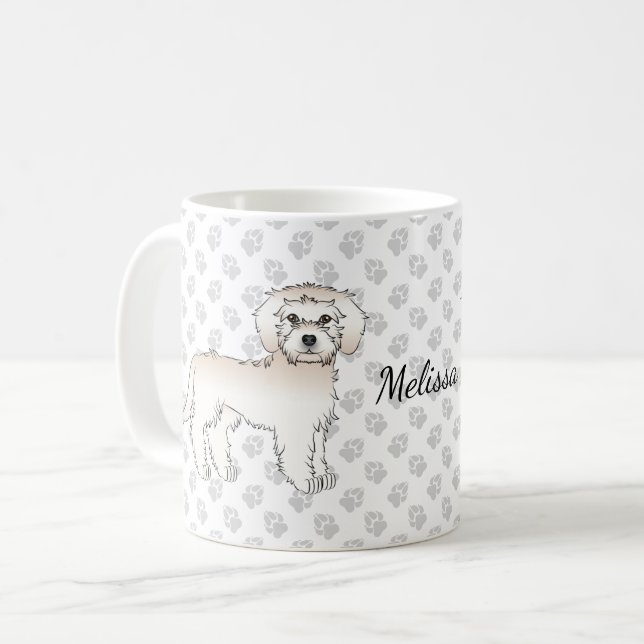 Caneca De Café Cachorro Desenho Animado Cream Mini Goldendoodle & (Frente Esquerda)