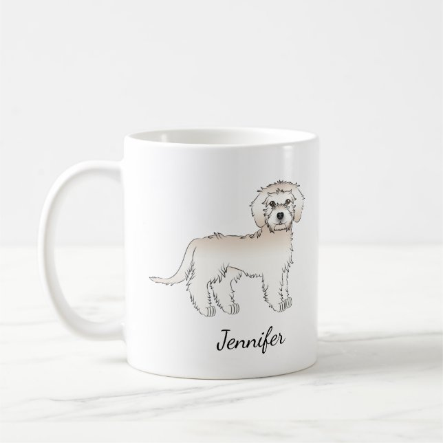 Caneca De Café Cachorro Desenho Animado Cream Mini Goldendoodle & (Esquerda)