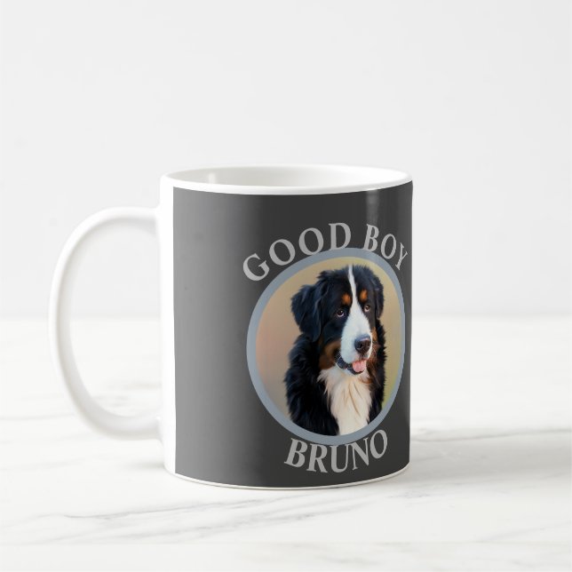 Caneca De Café Cachorro do bom menino adiciona texto fotográfico  (Esquerda)