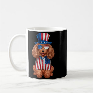Caneca De Café Cachorro do dia 4 de julho vestido com a bandeira