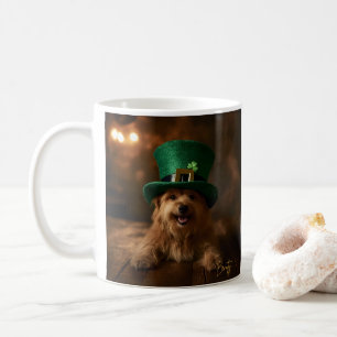 Caneca De Café Cachorro do Dia de Patrick em Leprechaun Hat