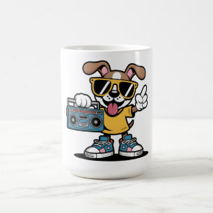 Caneca De Café Cachorro do Hip Hop Retrô: Cachorrinho de Desenho 