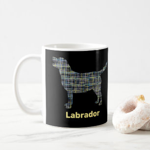 Caneca De Café Cachorro do Retriever Amarelo e Grelha Azul