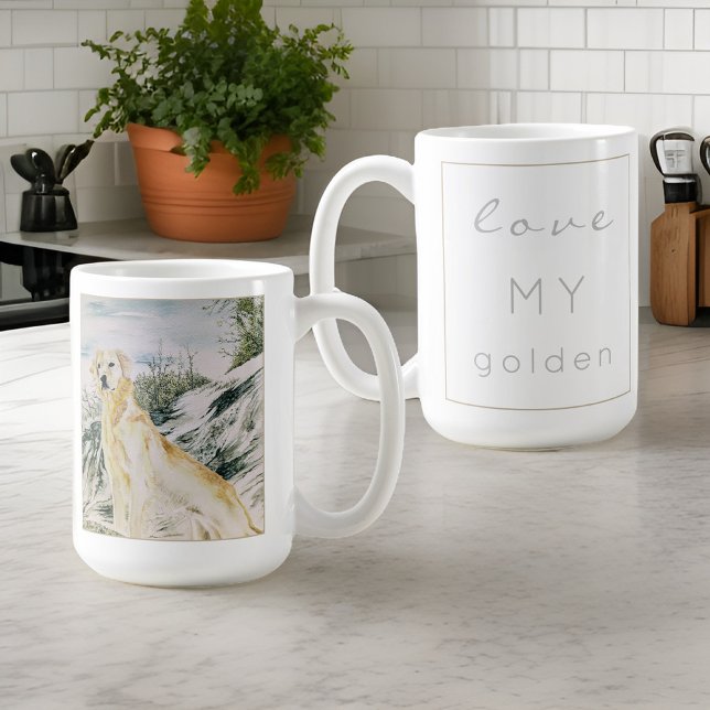 Caneca De Café Cachorro do Retriever do Ouro Ortopolado de Aquare (Criador carregado)