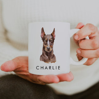 Caneca De Café Cachorro Doberman Personalizado Lover Mug