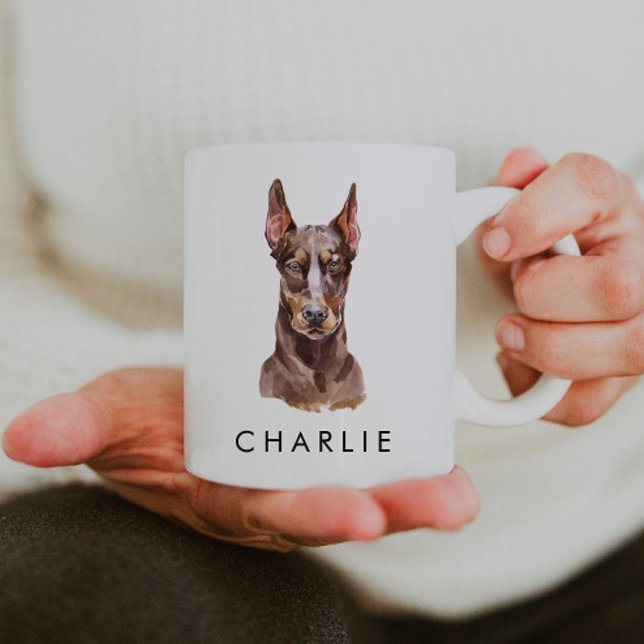 Caneca De Café Cachorro Doberman Personalizado Lover Mug (Criador carregado)