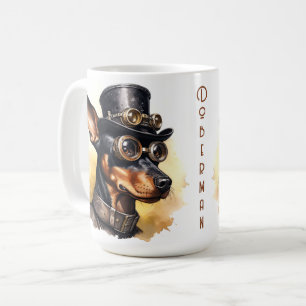 Caneca De Café Cachorro Doberman Pinscher Steampunk