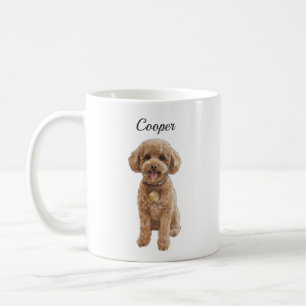 Caneca De Café Cachorro Doodle Marrom Personalizado Nome Pet Cute