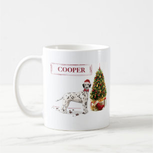 Caneca De Café Cachorro e Árvore Dalmacianos de Natal Engraçado