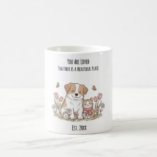 Caneca De Café Cachorro e Família de Gatos Personalizados