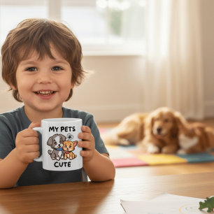 Caneca De Café Cachorro e Gato de Desenho Animado Fofos Personali
