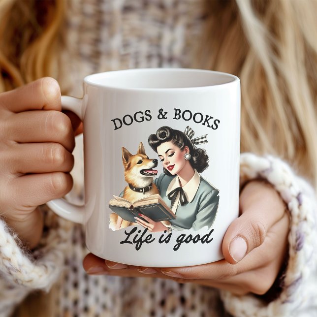 Caneca De Café Cachorro e Livro Amam Café Mug (Criador carregado)