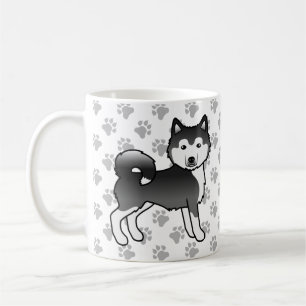 Caneca De Café Cachorro e patas brancas do Alasca preto e branco