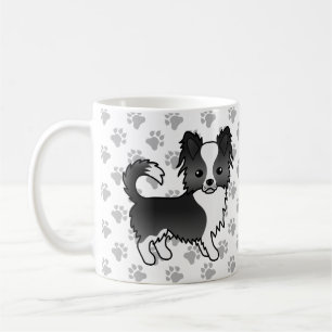 Caneca De Café Cachorro e patas, Casaco, preto e branco, longo