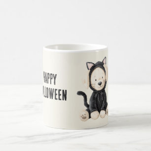 Caneca De Café Cachorro em Fantasia de Gato no Halloween