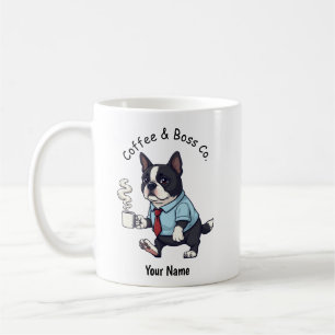 Caneca De Café Cachorro engraçado Boston Terrier terno de negócio