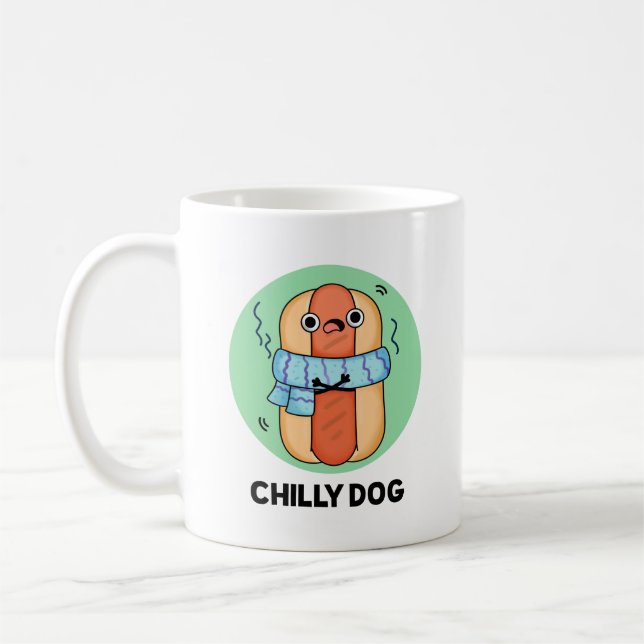Caneca De Café Cachorro Engraçado Chili Hot Dog Pun (Esquerda)