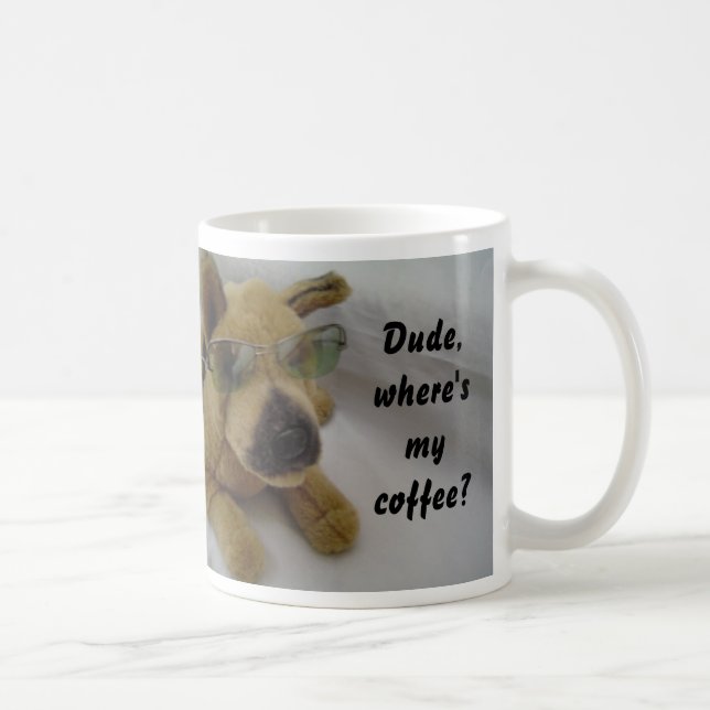 Caneca De Café Cachorro Engraçado com Café Dizendo (Direita)