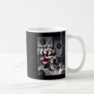 Caneca De Café Cachorro Engraçado De Natal Selfie Com Papai Noel