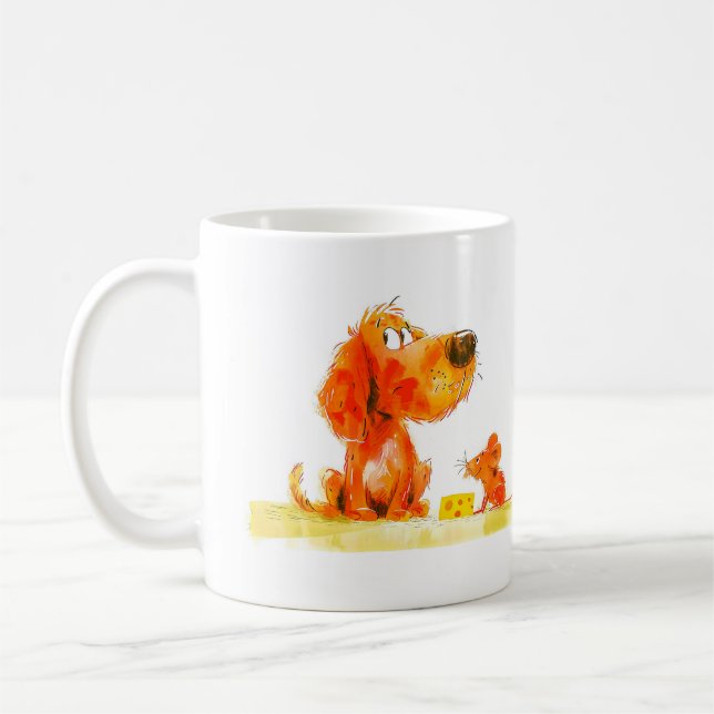 Caneca De Café Cachorro Engraçado e Rato (Esquerda)