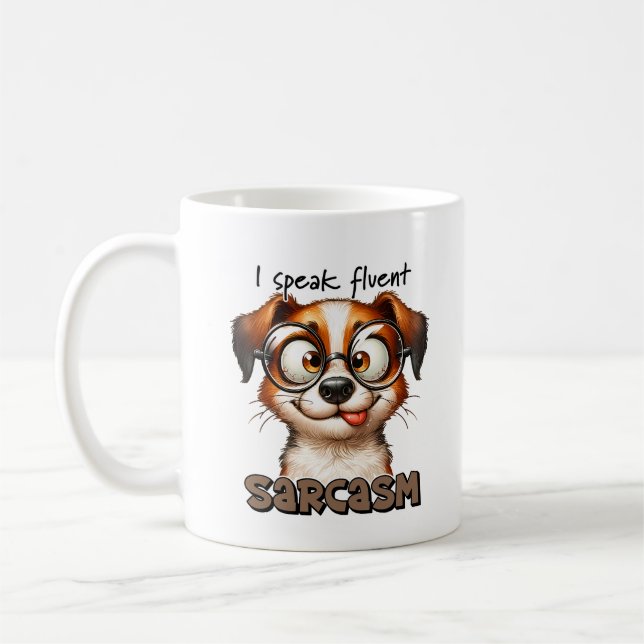 Caneca De Café Cachorro Engraçado Falo Fluente Típica De Sarcasmo (Esquerda)