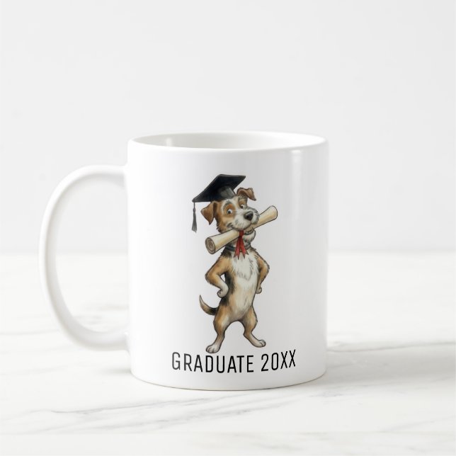 Caneca De Café Cachorro engraçado Formatura Personalizada (Esquerda)