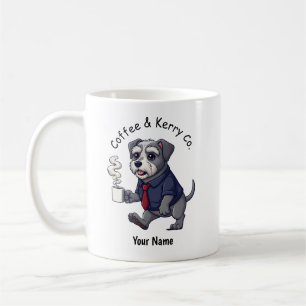 Caneca De Café Cachorro engraçado Kerry Blue Terrier Terno de neg