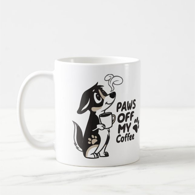 Caneca De Café Cachorro Engraçado Lover "PWS OFF MY COFFEE" (Esquerda)