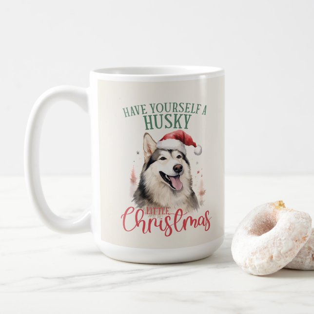 Caneca De Café Cachorro Engraçado rouco Pun Café de Natal (Com Donut)