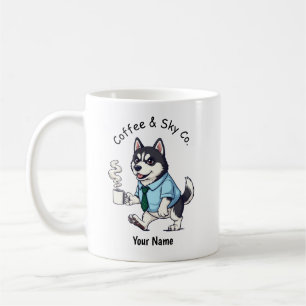 Caneca De Café Cachorro engraçado Siberian Husky Terno de Negócio
