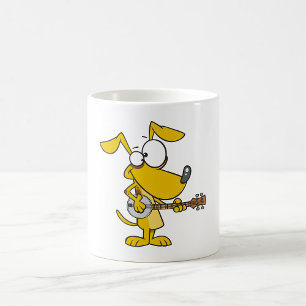 Caneca De Café Cachorro Engraçado Tocando Música de Banjo