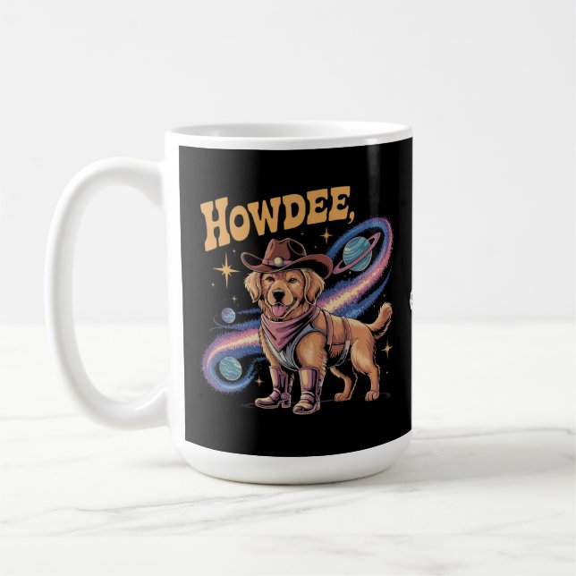 Caneca De Café Cachorro Espacial Caubói Engraçado Retriever Doura (Esquerda)