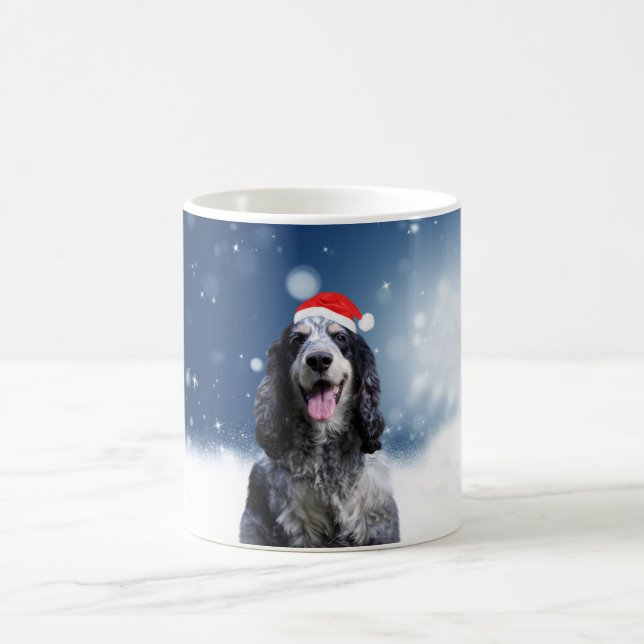 Caneca De Café Cachorro Espanhol Com O Chapéu De Natal (Centro)