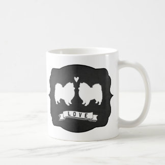 Caneca De Café Cachorro esquimó americano Silhouettes Eskies Love