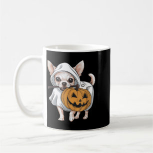 Caneca De Café Cachorro Fantasma de Chihuahua no Halloween