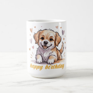 Caneca De Café cachorro feliz aniversário