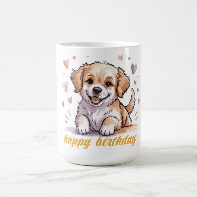 Caneca De Café cachorro feliz aniversário (Centro)