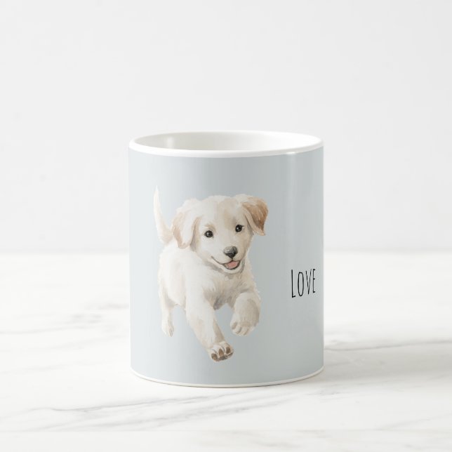 Caneca De Café Cachorro Feliz Branco Azul (Centro)
