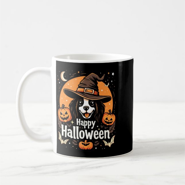 Caneca De Café Cachorro Feliz Halloween Manga Longa (Esquerda)