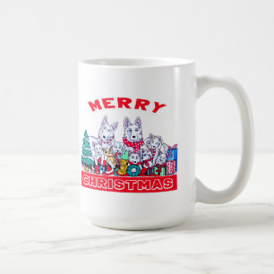 Caneca De Café Cachorro Feliz Natal Feriado Branco Feriado GSD Di