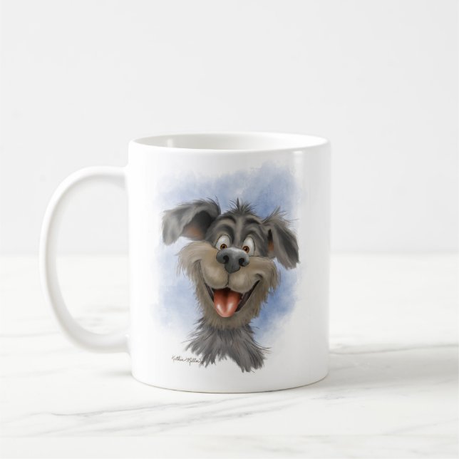 Caneca De Café Cachorro Feliz Sorridente – Desenho Animado de Cac (Esquerda)
