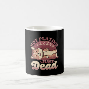 Caneca De Café Cachorro Fingindo Estar Morto - Ironia Fofa de Ani