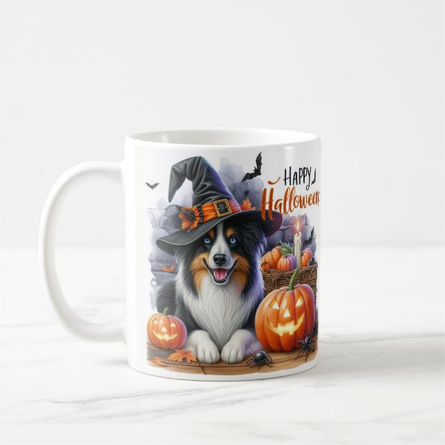 Caneca De Café Cachorro Fofo de Feliz Dia das Bruxas  (Esquerda)
