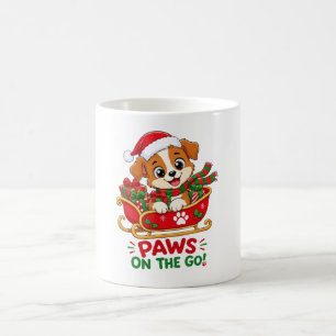 Caneca De Café Cachorro Fofo de Natal em Trenó